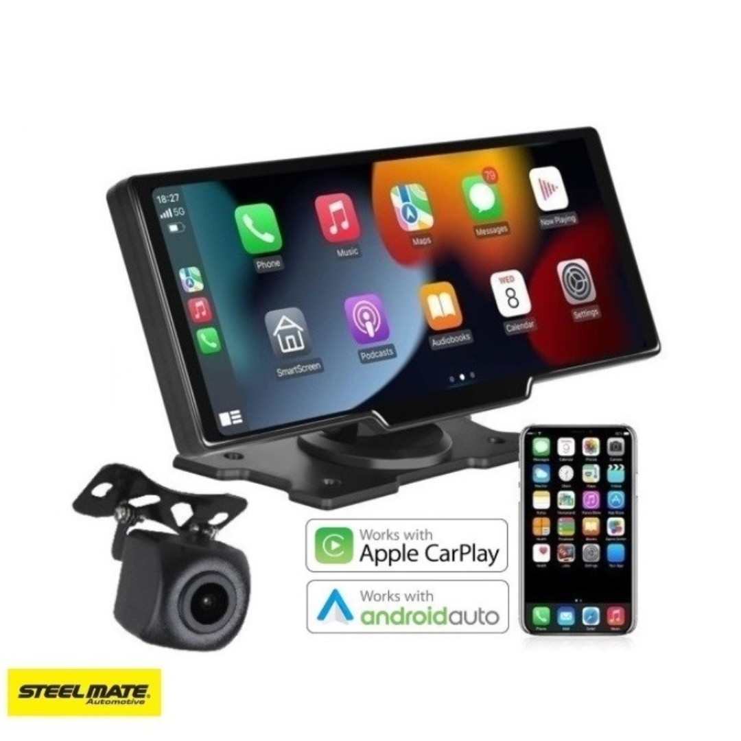 Steelmate L07 – 10” dotykový monitor s CarPlay, Android Auto, 2K + FHD DVR a zrcadlením telefonu